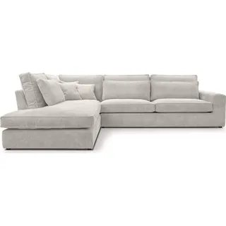 MEBLITO Sofa Big Sofa Ecksofa Satia Mini L Form Funktionssofa Wohnlandschaft Design Couch Seite Links Hellgrau mit einem Hauch Beige (Lincoln 83) - Hellgrau, Beige