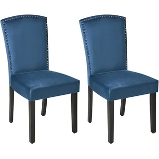 Beliani Esszimmerstuhl Samt blau