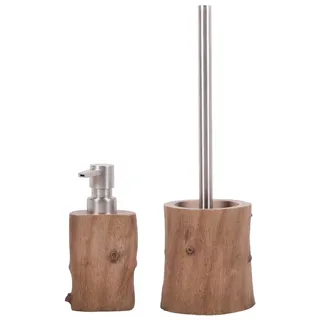 Sanilo Badaccessoire-Set »Old Tree« bestehend aus Seifenspender und WC-Bürste, strukturiert, braun
