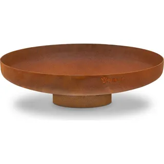 BBQ-Toro Feuerschale Ø 80 cm, Rostoptik, Outdoor Feuerstelle mit Standbein, Edelrost Brennkorb