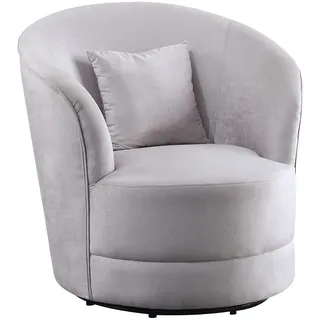 Atlantic Home Collection Cocktailsessel Colin Samt 84 x 84 x 85 cm Grau drehbar mit Kissen