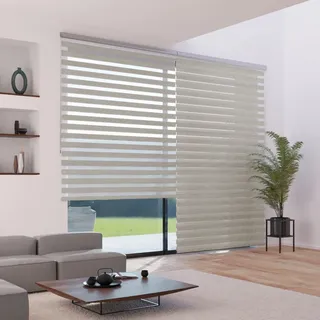 madecostore Doppelrollo für Tag und Nacht, Beige, 154 x 250 cm – Befestigung mit Bohren – Kette verchromt