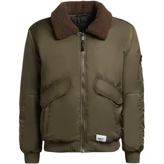 khujo Bomberjacke "Bomberjacke Ground" ohne Kapuze Weite Herren Winterjacke mit abnehmbarem Kunstpelz-Besatz, forest grün