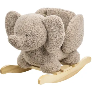 Nattou Schaukeltier aus weichem Teddy-Stoff, Schaukeltier Elefant, Inkl. Sicherheitsgurt, Fröhliches Hin- und Herschaukeln, Ca. 60 cm, Lapidou, Polyester/Holz, Taupe