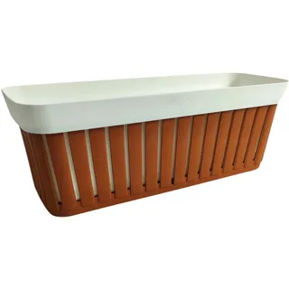 Ecoplast Balkon Kreta 50 cm, außen aus Kunststoff, Balkonkasten, weiß, 40 cm