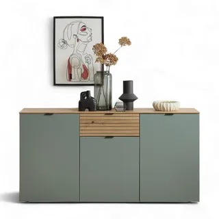 Innostyle INA Sideboard 180 x 90 x 45 cm Schilfgrün / Artisan Eiche