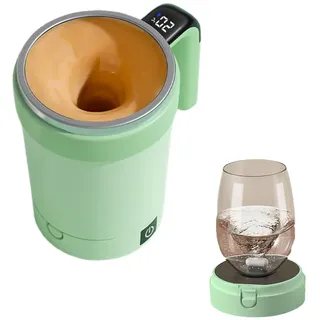 Selbstrührende Kaffeetasse, 380ml Utomatic Magnetic Stirring Coffee Mug aus Edelstahl, Intelligenter Magnetischer Automatischer Rührbecher zur Temperaturmessung für Kaffee Milch,Wiederaufladbar (Grün)
