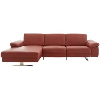 Koinor Ecksofa , Rot , Leder , Echtleder , Anilinleder , Ottomane links, L-Form , 287x174 cm , Goldenes M, Dgm , Typenauswahl, Fußauswahl, Lederauswahl, Stoffauswahl, Hocker erhältlich, Rücken echt, individuell planbar , Wohnzimmer, Sofas & Couches, Sofas, Ledersofas