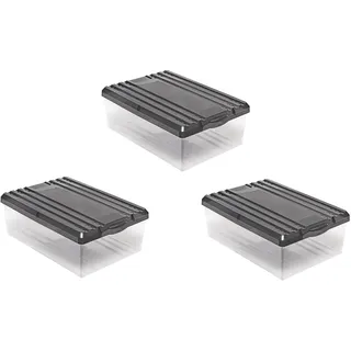 BranQ - Home essential Schuhbox Shoe Box mit Belüftungshaltelöcher und Deckel Kunststoff, 8l, Set von 3 Stück