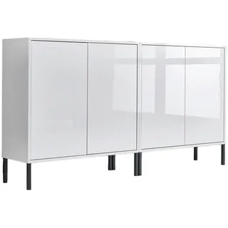 Mid.you Sideboard , Weiß, Weiß Hochglanz , Holzwerkstoff , 6 Fächer , 158x86x33 cm , Made in Germany , erweiterbar, stehend , Kleinmöbel, Kommoden, Sideboards