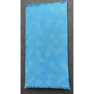 Questo Casa, Badetuch Strandtuch 16/1 Bambus Ananas Muster Jacquard Stoff schnelltrocknend 330g/m2 80x150cm 1 Stück Türkis