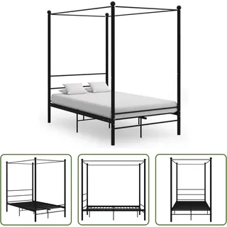 The Living Store Himmelbett Schwarz Metall 120x200 cm - Schwarz