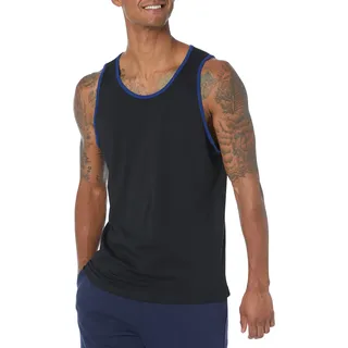 Amazon Essentials Herren Tanktop, Normale Passform, Blau/Schwarz, S