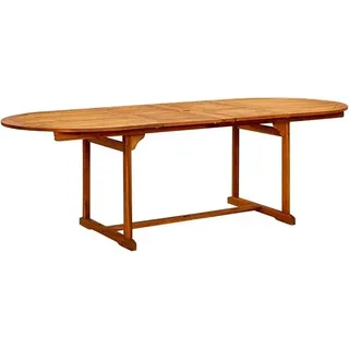 Holz Esstisch Oval Ausziehbar Gartentisch Balkontisch Ausziehbar Holztisch Gartentisch Holz (160-240) x100x75 cm Massivholz Akazie - Braun