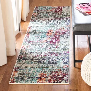 SAFAVIEH Zeitgenössische Teppich für Wohnzimmer, Esszimmer, Schlafzimmer - Madison Collection, Kurzer Flor, Blau und Grün, 61 X 244 cm