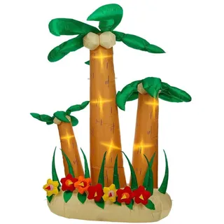 W WIDMANN MILANO Party Fashion 75032 - Set von aufblasbaren, leuchtenden Palmen mit Kokosnuss und Blumen