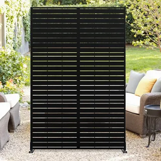 GarveeLife Gartensichtschutz, 180 x 120 cm Sichtschutzwand Aus Metall Für Den Außenbereich, Freistehende Trennwand Paravent Mit Ständer Dekorative Zäune Für Terrasse, Garten, Balkon,C