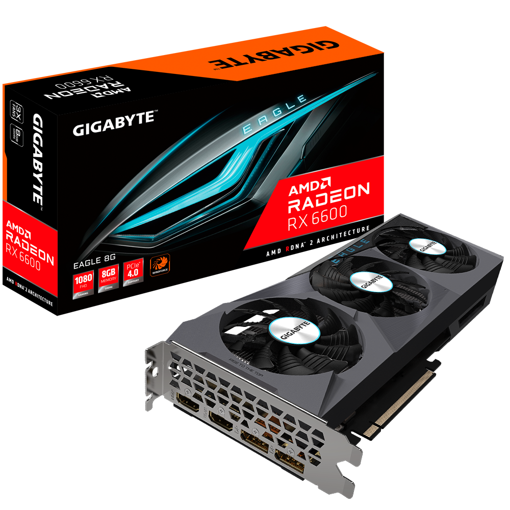 Bild von Radeon RX 6600 Eagle 8G 8 GB GDDR6 2044 MHz GV-R66EAGLE-8GD