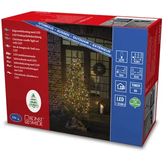 Konstsmide LED Baummantel 6 Stränge à 45 gefrostete Dioden, Strangverdoppelung von 6 auf 12 Stränge nach 90cm, 8h Timer, 270 bunte Dioden, 9V, Außen (IP44), 3,6W, schwarzes Kabel - 6660-530