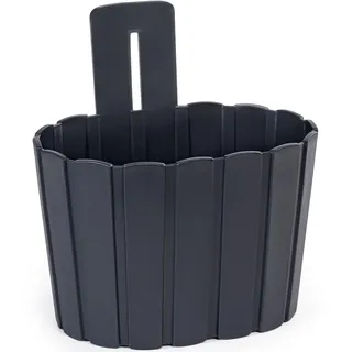 KONZEPT Wand-Blumentopf 2,2 L, Blumenkasten für die Wand, Maße 194 x 150 x 202 mm, aus robustem Kunststoff, Holzleisten-Optik, zum Hängen oder Stellen, für Innen & Außen, UV-beständig, Anthrazit