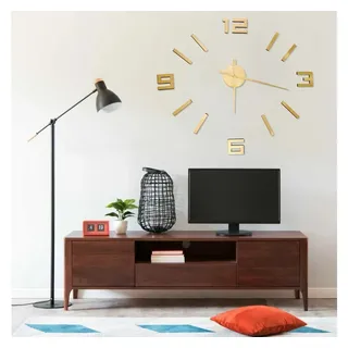 vidaXL 3D-Wanduhr Modernes Design Golden 100 cm XXL
