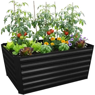 Relaxdays Hochbeet Metall 120 x 57 x 60 cm Schwarz