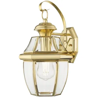 Außenwandleuchte Wandlampe Außen Rustikal Alu Glas E27 in Gold Laterne Haus