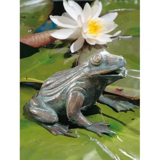 Teichfigur Wasserspeier Frosch Bronze HxBxT 11 x 16 x 13 cm