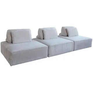 Kawola Modulsofa Wiolo Soft 3 Module 3 Kissen Hellgrau Cord , Textil , Echtholz , Füllung: Schaumstoff , 333x84x111 cm , Wohnzimmer, Sofas & Couches, Sofas