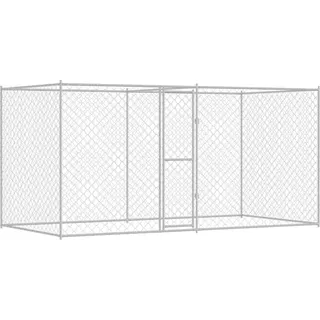 Hundekäfig Silber 400 x 200 x 256 cm Verzinkter Stahl - Silber