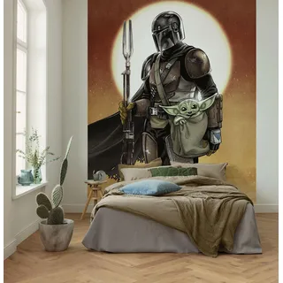 KOMAR Vlies Fototapete Star Wars The Mandalorian and Grogu Mehrfarbig