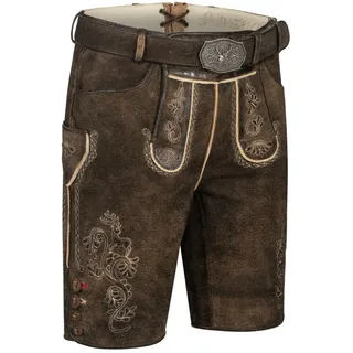 Trachtenlederhose NÜBLER "Lederhosen kurz Latz Hansi", Herren, Gr. 50, EURO, braun, Obermaterial: 100% Lammleder LEL., Hosen Trachtenlederhose