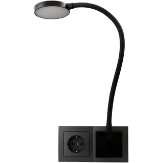 EINLICHT LED Steckdosenlampe Nachttischlampe | Halo | Leselampe Strahler Leuchte 3,3W, 438lm, touchlampe 3 Stufen dimmbar warmweiß 3000K, schwarz