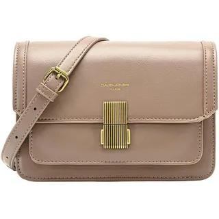 David Jones - Damen Kleine Umhängetasche - Frau Elegante Schultertasche PU Leder - Handtasche Crossbody Bag Tasche mit Klappe Drehkreuz - Handy Party Trendy Mode Clutch Abdentasche - Beige Taupe