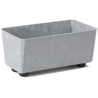 LAMELA Rechteckiger Pflanzkasten mit eleganten Füßen – Grauer Blumenkübel in Betonoptik aus robustem Kunststoff 28,5 x 17 cm, 4,2L – Wetterfest & Pflegeleicht - für Innen & Außen