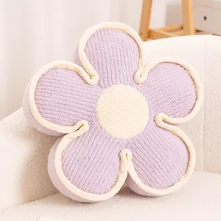 Kcvvcr Blumenkissen, weiches Blumenförmiges Bodenkissen, dekoratives Überwurfkissen, niedliches Blumensitzkissen, Blumenzimmer-Dekor, Plüschkissen für Sofa, Couch, Bett, 34 cm, Lavendel