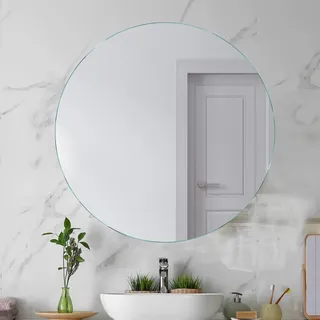 SARAR | Runder Badspiegel KSR, Kristallspiegel nach Maß, runder Wandspiegel Badezimmer ohne Beleuchtung | ø 120 cm