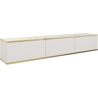 Hängendes TV Schrank - Modernes Design mit Push-to-Open-Funktion. Farbe: Weiss, D: L: 175 cm, H: 30 cm, T: 32 cm. TV Lowboard, TV Board, TV Sideboard Hängend, Wandschrank hängend - Weiß