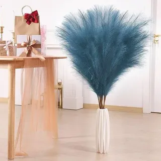 Ibenzoa® Pampasgras-Kunstblumen 30er-Set, 55 cm – Seide & Papier, Stiele mit Eisendraht & braunem Papier, Boho-Herbstdeko für Wohn- & Schlafzimmer - Blau