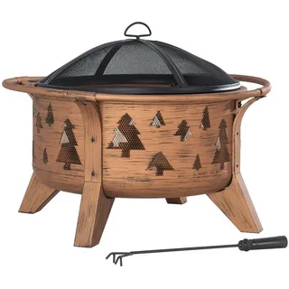 Feuerschale , Schwarz, Kupferfarben , Metall , rund , 76.2x56x76.2 cm , hitzebeständig , Freizeit & Co, Herbstartikel & Winterartikel