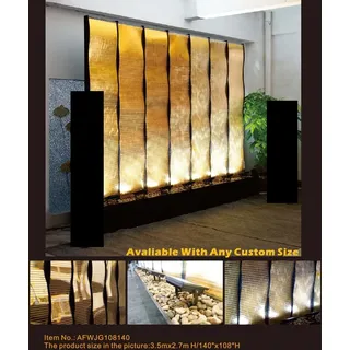 Wasser Wände xxl Dekoration Edelstahl Trenn Maßfertigung Led Wasserwand Water - Gold