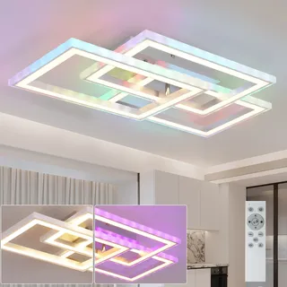 ZMH LED Deckenleuchte Weiß Deckenlampe lampe Dimmbar mit Fernbedienung RGB Farbwechsel 45W für Schlafzimmer Wohnzimmer Küche Flur - Weiß
