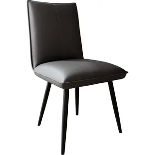 DeLife Esszimmerstuhl Lelio-Flex Echt-Leder Schwarz 4-Fuß konisch Schwarz Taschenfederkern