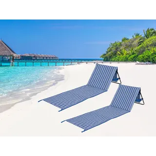 2er SET Strandliegen faltbare Strandmatten gepolstert, Sonnenliegen 108x53x41cm