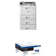 Brother HL-L9310CDWTT W-LAN Farblaserdrucker (mit Duplex, 2400 x 600 dpi, 31 Seiten/Min.) weiß/grau + TN-910BK Original Ultra-Jumbo-Tonerkassette, schwarz