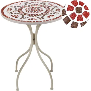 Beliani Gartentisch Ø 60 x 74 cm Weiß/Rot/Grau