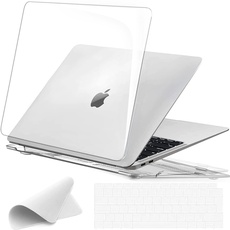 EooCoo Hülle Kompatibel für MacBook Air 13 Zoll M1 A2337 A2179 A1932, 2018-2021 Freisetzung, Kunststoff Schutzhülle + Tastaturschutz + Poliertuch, Kristall Klar