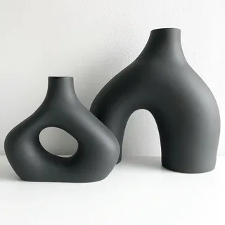 Schwarze Vasen Home Decor, große Schwarze Vase, Schwarze Keramikvase, Boho-Vase, dekorative Vase, Moderne Bauernhausdekoration, hohe mattschwarze Vase für Wohnzimmer, Bücherregal, Tisch, Kamindekor