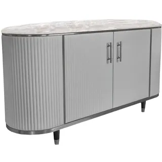 KAWOLA Sideboard MARIA Marmorplatte Kunstleder grau