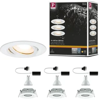 Paulmann Einbauleuchte 3er Set IP65 schwenkbar LED 3x7W GU10 rund 93mm Weiß